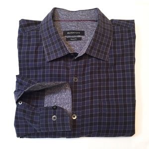 BUGATCHI Classic Fit Midnight Blue Plaid Shirt